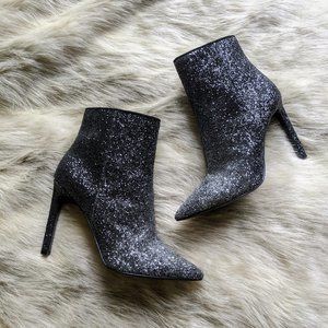 pointy-toed glitter booties